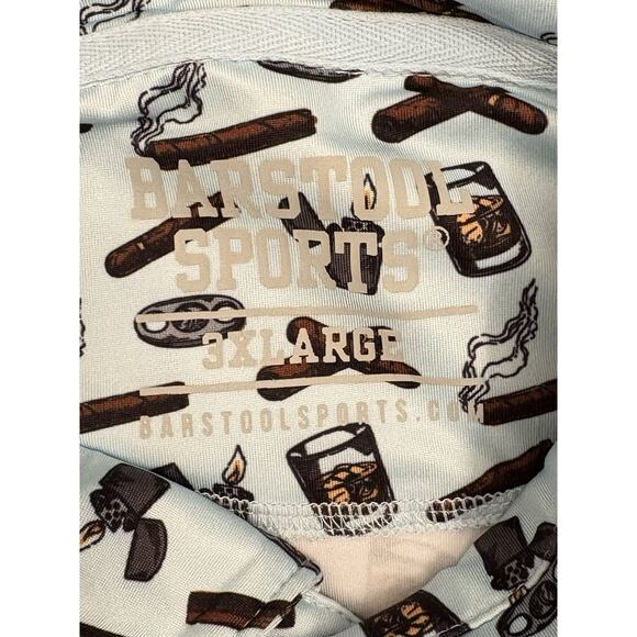 Barstool Sports Men's 3XL Whiskey & Cigars Printed Polo Golf Shirt Light Blue - Picture 3 of 5